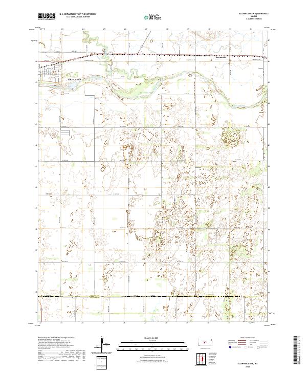 US Topo 7.5-minute map for Ellinwood SW KS