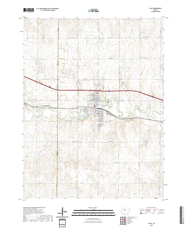 US Topo 7.5-minute map for Ellis KS