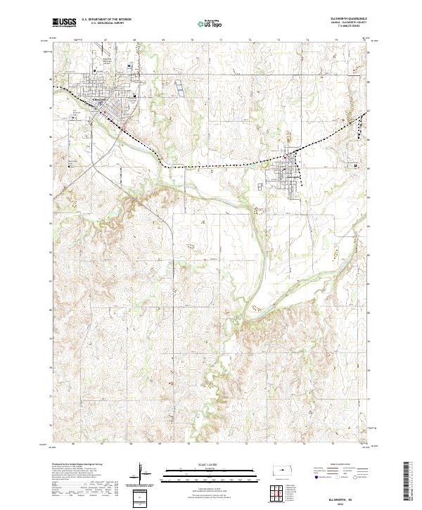 US Topo 7.5-minute map for Ellsworth KS