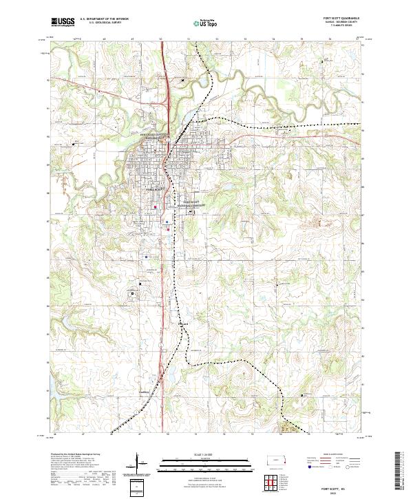 US Topo 7.5-minute map for Fort Scott KS