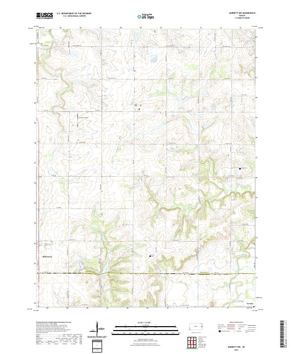 US Topo 7.5-minute map for Garnett NW KS