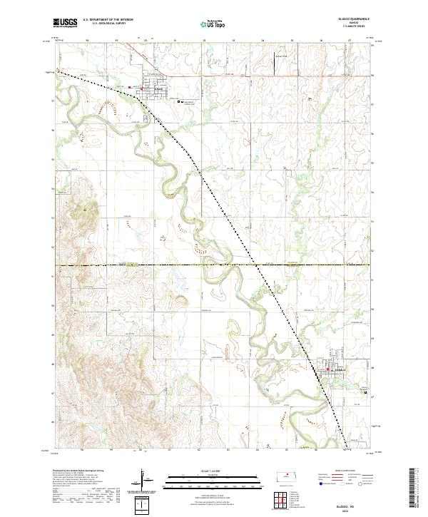 US Topo 7.5-minute map for Glasco KS