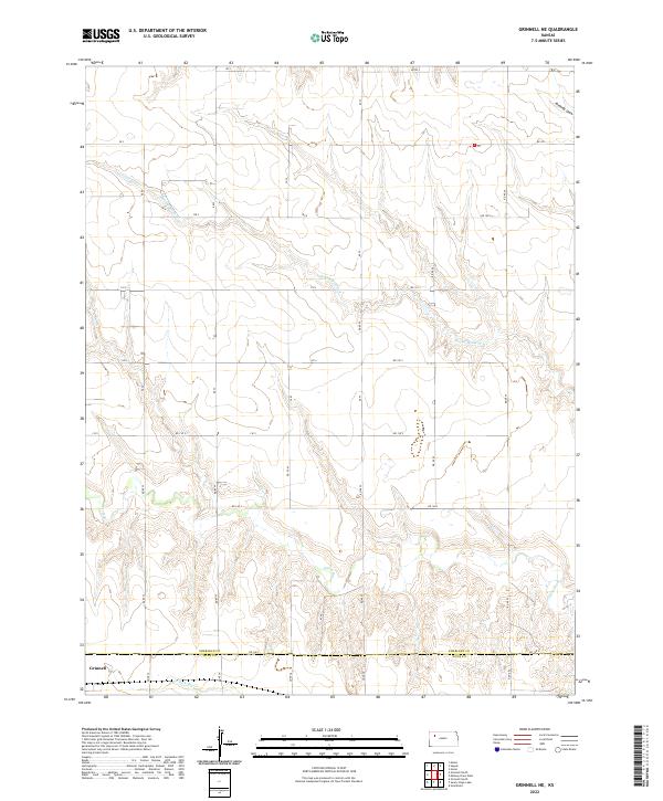 US Topo 7.5-minute map for Grinnell NE KS