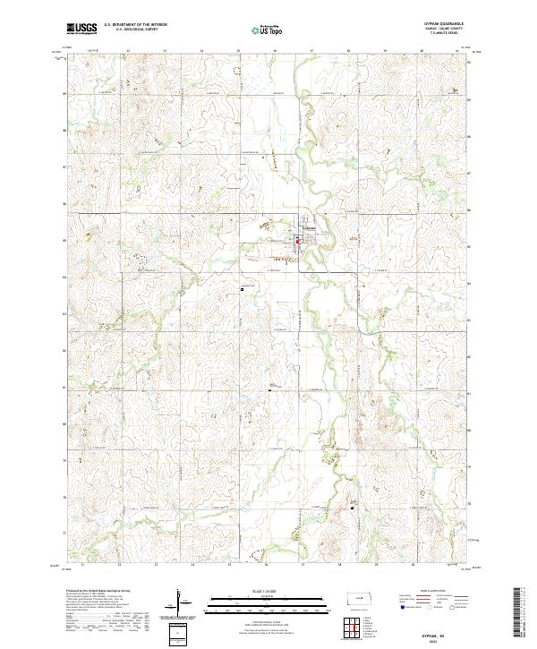 US Topo 7.5-minute map for Gypsum KS