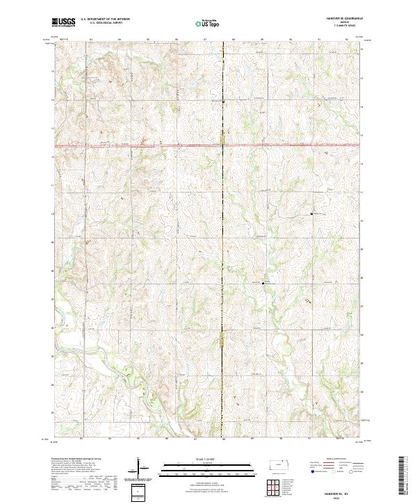 US Topo 7.5-minute map for Hanover SE KS