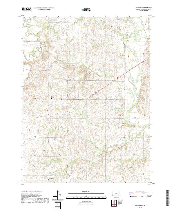 US Topo 7.5-minute map for Hanover SW KS