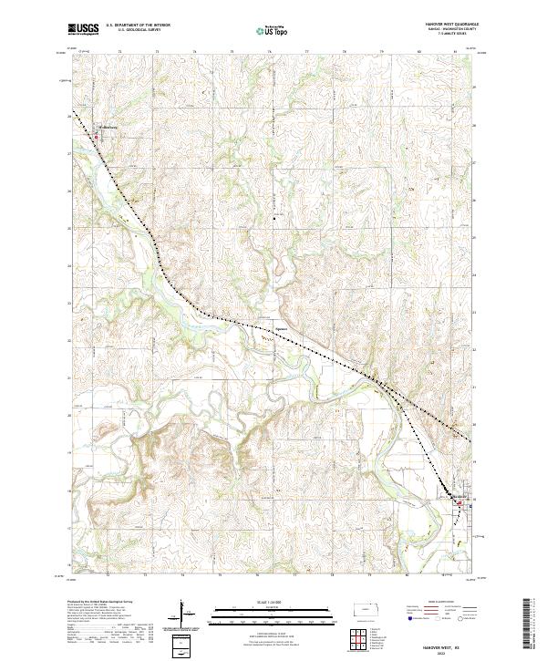 US Topo 7.5-minute map for Hanover West KS