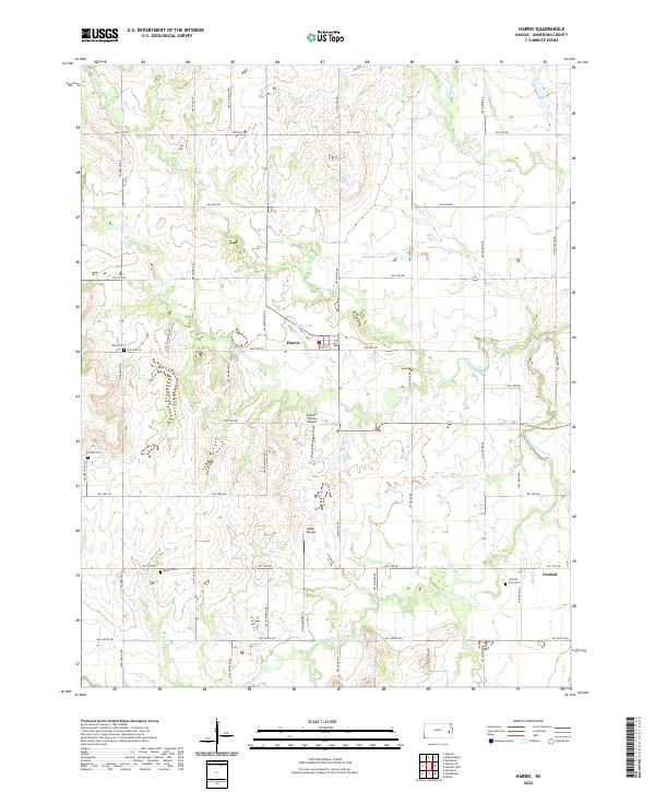 US Topo 7.5-minute map for Harris KS