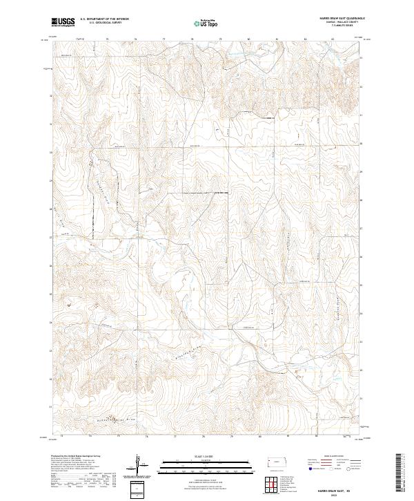 US Topo 7.5-minute map for Harris Draw East KS