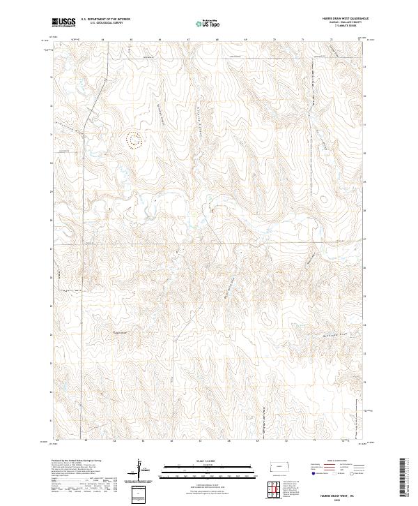 US Topo 7.5-minute map for Harris Draw West KS