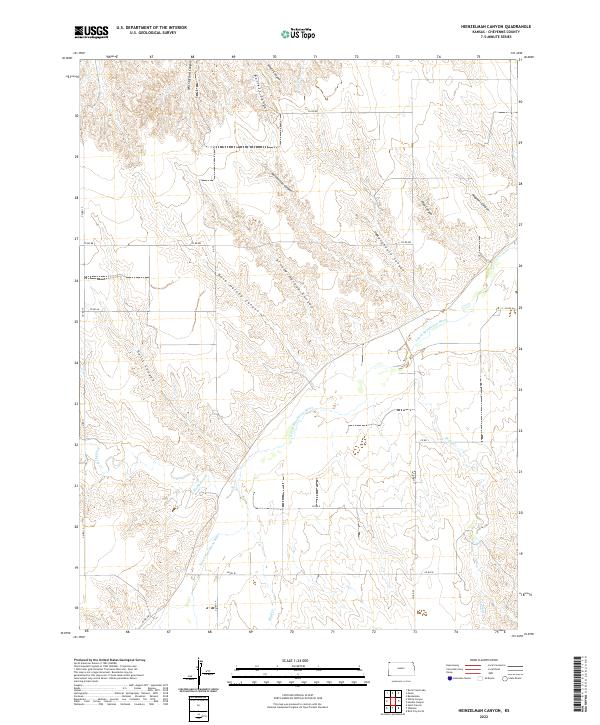 US Topo 7.5-minute map for Heinzelman Canyon KS