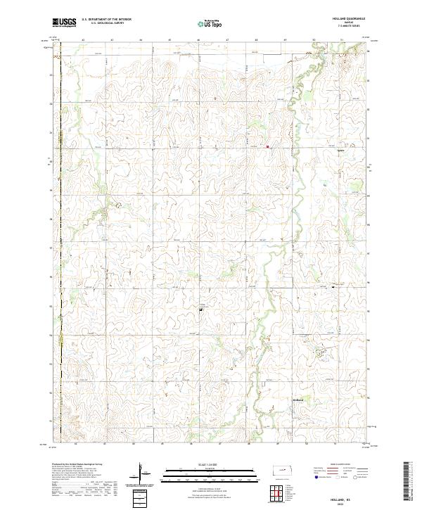 US Topo 7.5-minute map for Holland KS