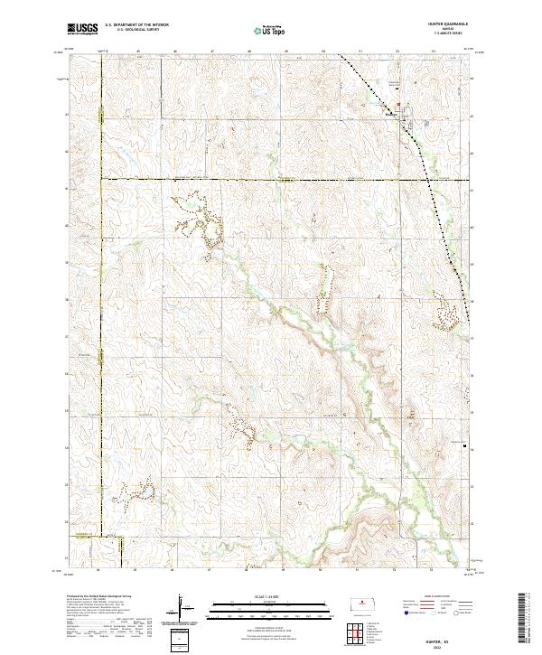 US Topo 7.5-minute map for Hunter KS