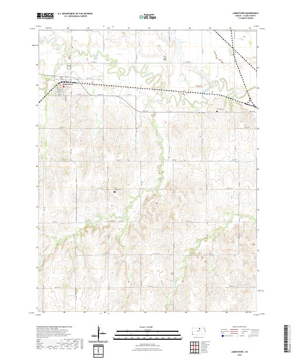 US Topo 7.5-minute map for Jamestown KS