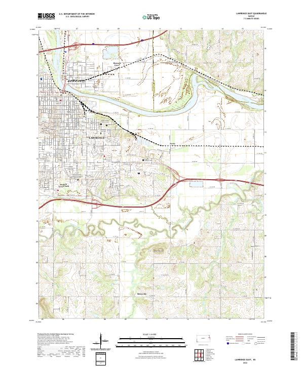 US Topo 7.5-minute map for Lawrence East KS