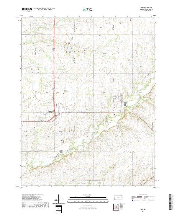 US Topo 7.5-minute map for Leon KS