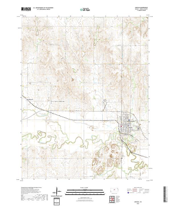 US Topo 7.5-minute map for Lincoln KS