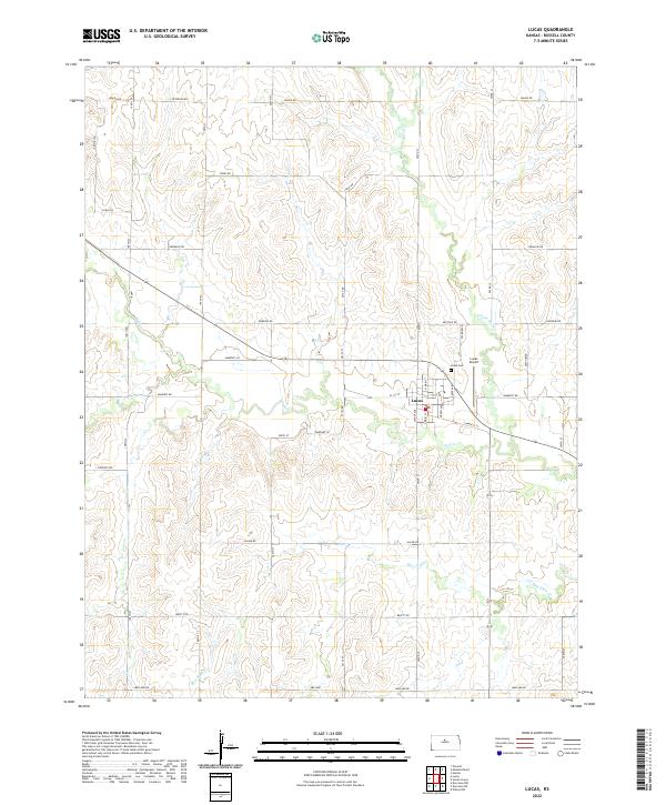 US Topo 7.5-minute map for Lucas KS