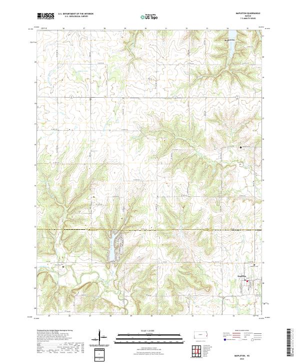 US Topo 7.5-minute map for Mapleton KS