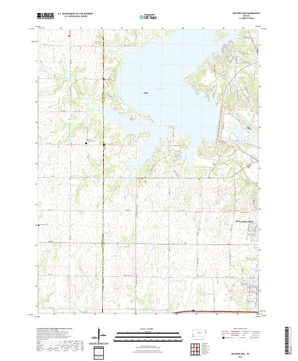 US Topo 7.5-minute map for Milford Dam KS