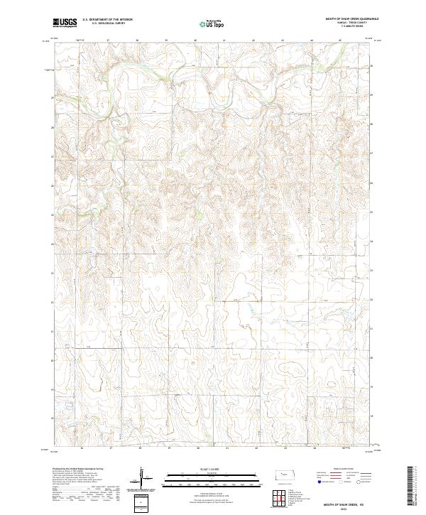 US Topo 7.5-minute map for Mouth of Shaw Creek KS