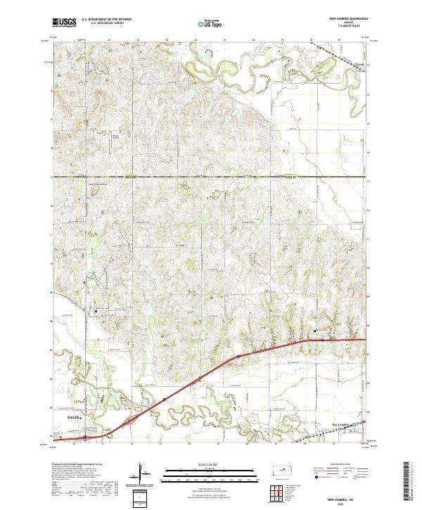 US Topo 7.5-minute map for New Cambria KS