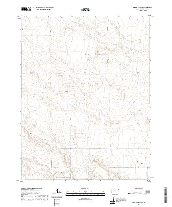 US Topo 7.5-minute map for North of Tribune KS