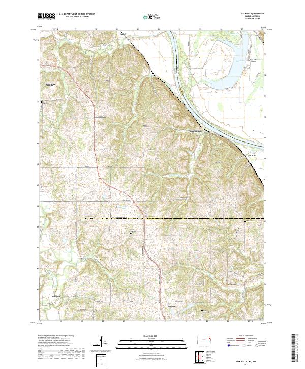 US Topo 7.5-minute map for Oak Mills KSMO