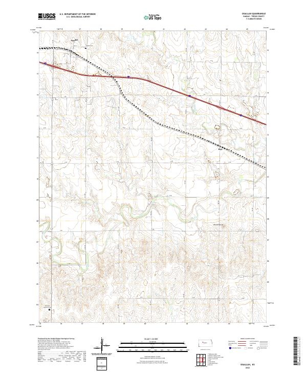 US Topo 7.5-minute map for Ogallah KS