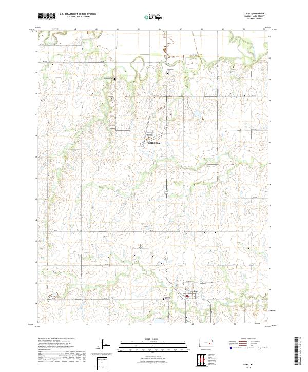 US Topo 7.5-minute map for Olpe KS