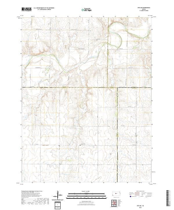 US Topo 7.5-minute map for Otis NE KS