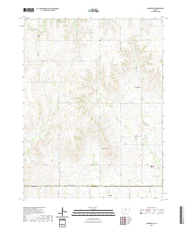 US Topo 7.5-minute map for Paradise NE KS