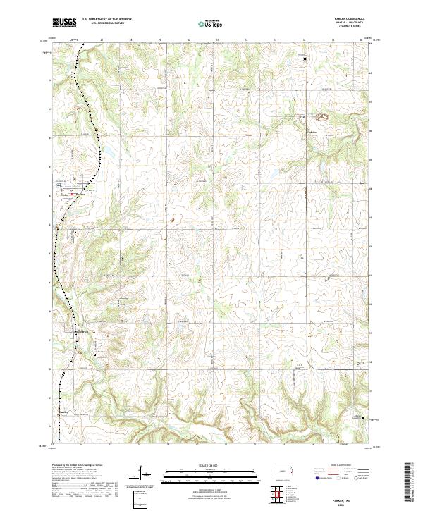 US Topo 7.5-minute map for Parker KS