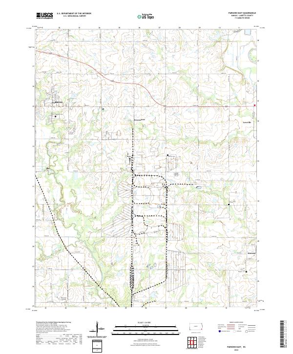 US Topo 7.5-minute map for Parsons East KS