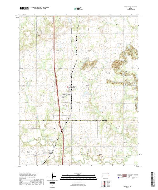 US Topo 7.5-minute map for Prescott KS