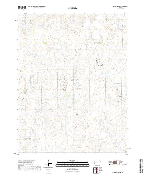 US Topo 7.5-minute map for Rush Center SW KS