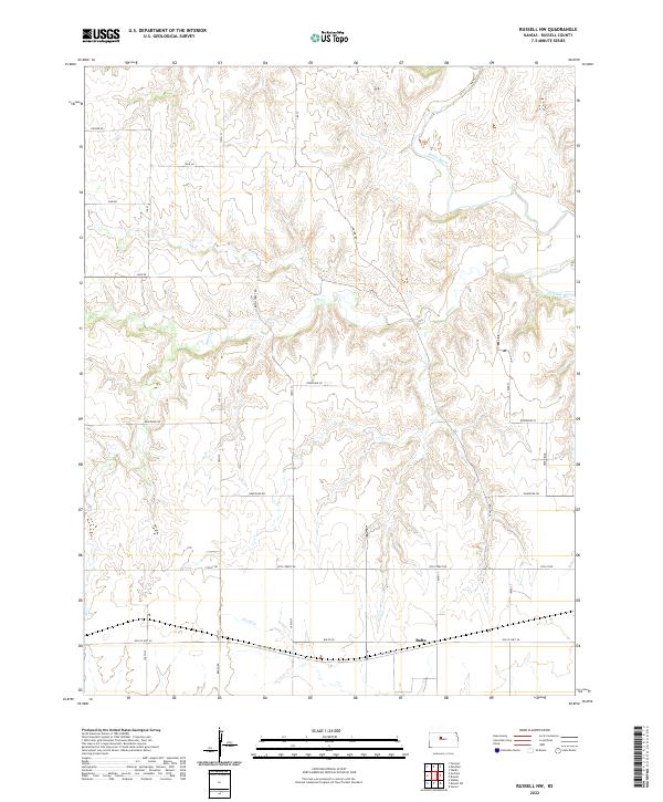 US Topo 7.5-minute map for Russell NW KS