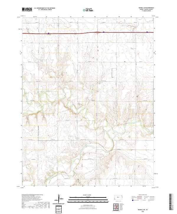 US Topo 7.5-minute map for Russell SW KS