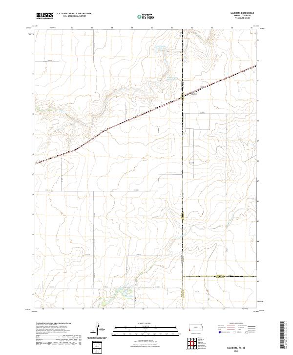 US Topo 7.5-minute map for Saunders KSCO