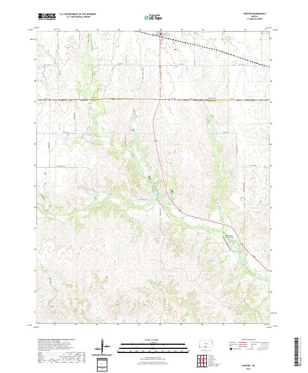 US Topo 7.5-minute map for Sawyer KS