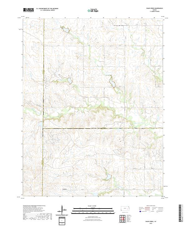 US Topo 7.5-minute map for Shaw Creek KS