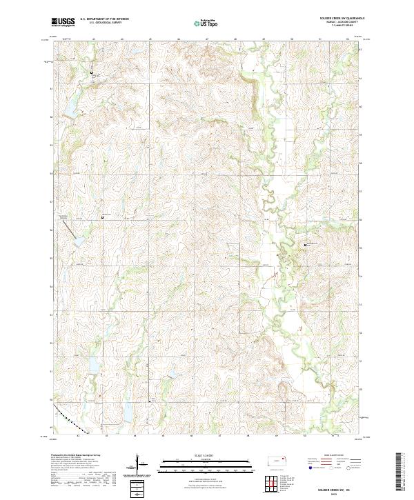 US Topo 7.5-minute map for Soldier Creek SW KS