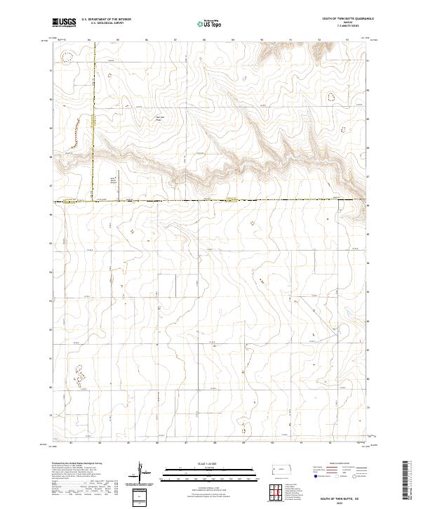 US Topo 7.5-minute map for South of Twin Butte KS