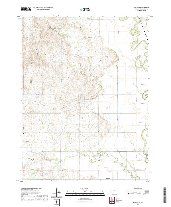 US Topo 7.5-minute map for Tescott NE KS