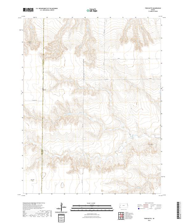 US Topo 7.5-minute map for Twin Butte KS