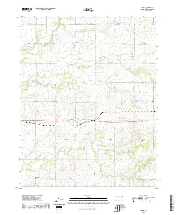 US Topo 7.5-minute map for Valeda KS