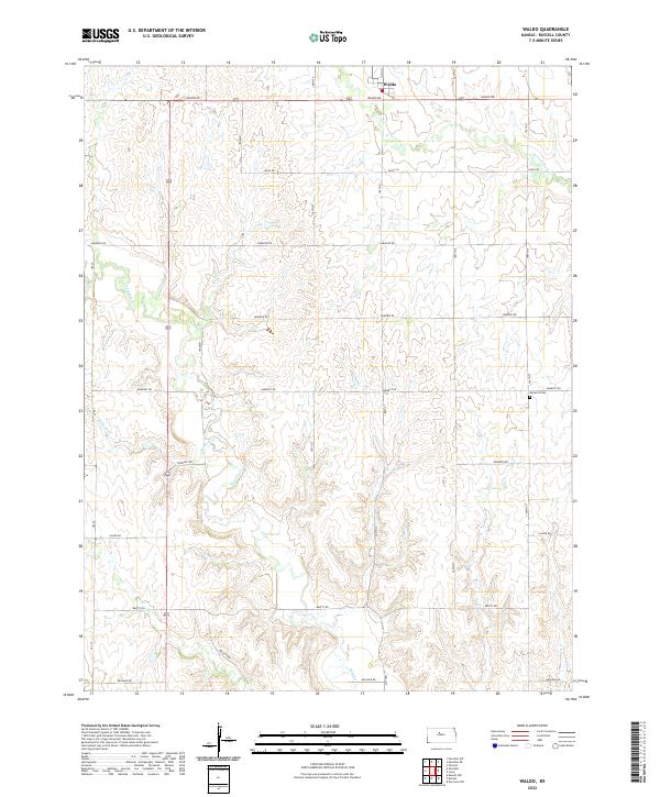 US Topo 7.5-minute map for Waldo KS