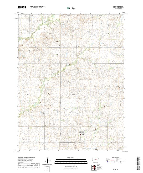 US Topo 7.5-minute map for Wells KS