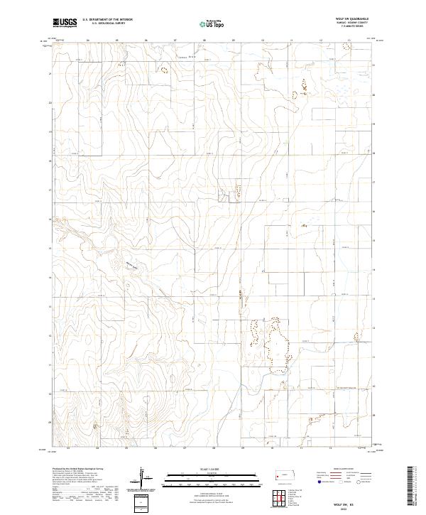 US Topo 7.5-minute map for Wolf SW KS