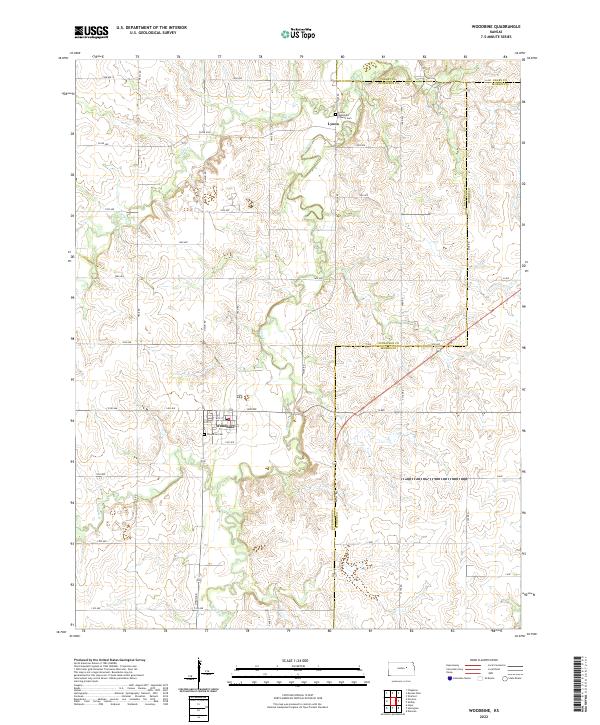 US Topo 7.5-minute map for Woodbine KS